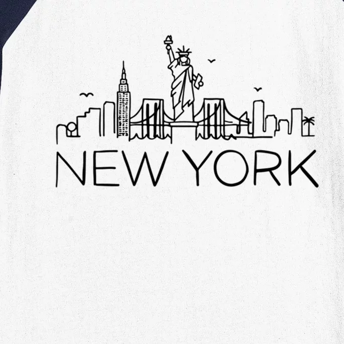 New York City New York City Skylines Statue Of Liberty Gift Baseball Sleeve Shirt