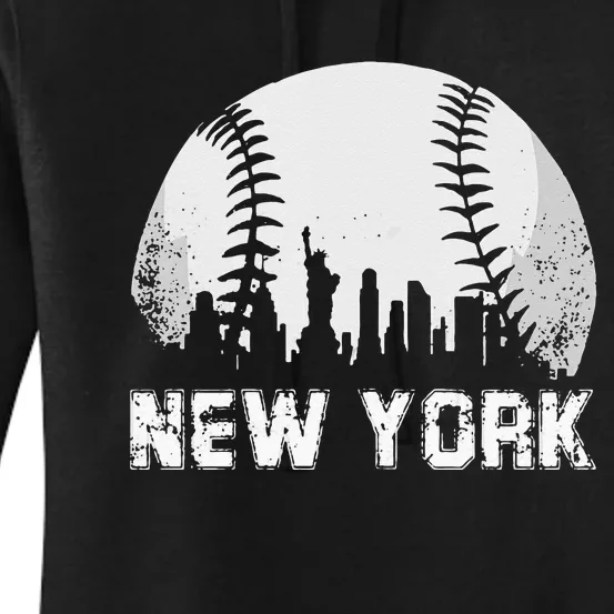 New York City Skyline Baseball Lover Women's Pullover Hoodie