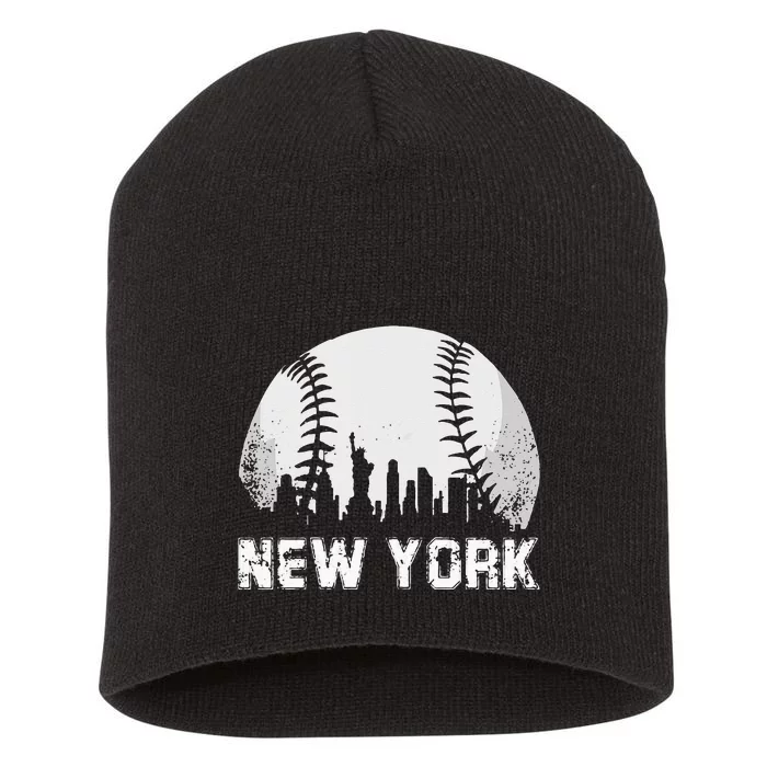 New York City Skyline Baseball Lover Short Acrylic Beanie