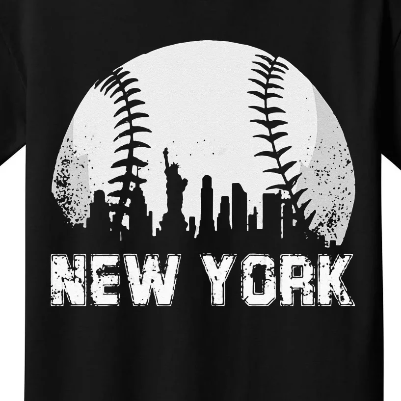 New York City Skyline Baseball Lover Kids T-Shirt