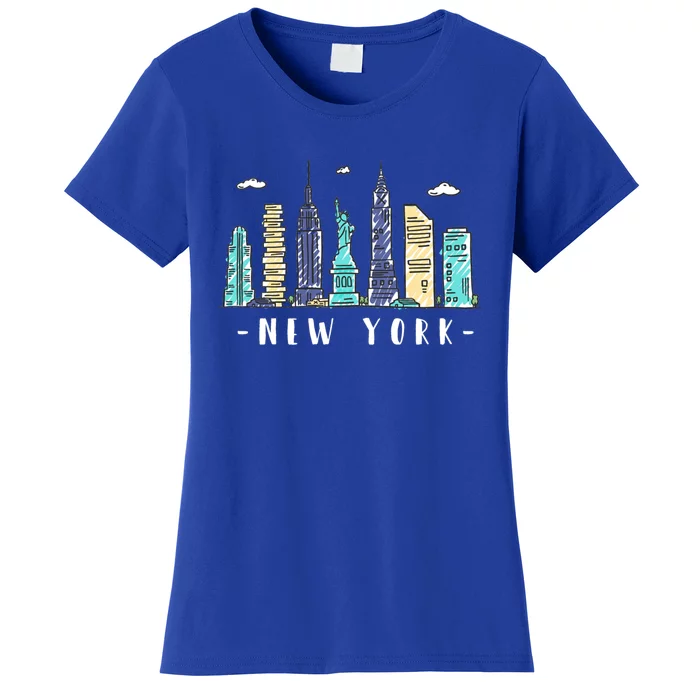 New York City Nyc Skyline Ny Watercolor Souvenir Gift Women's T-Shirt