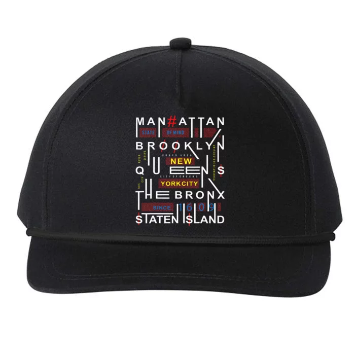 New York City Big Apple Bronx Queens Manhattan Staten Island Snapback Five-Panel Rope Hat