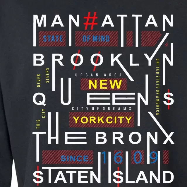 New York City Big Apple Bronx Queens Manhattan Staten Island Cropped Pullover Crew