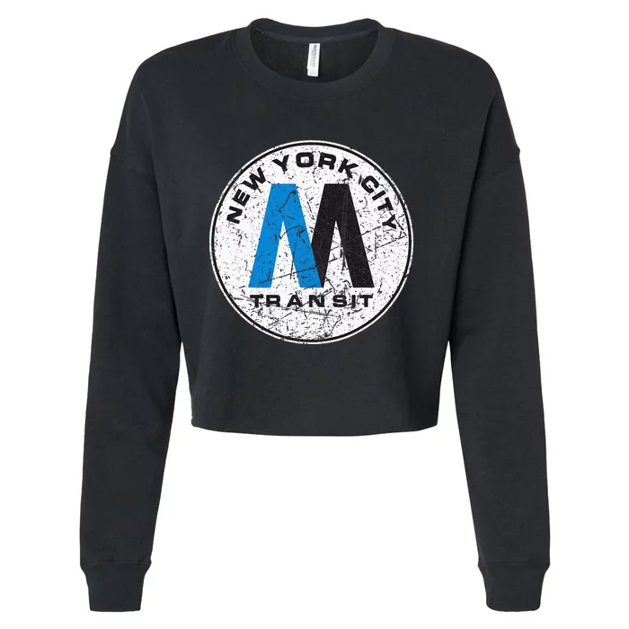 New York City Transit Mta Train Retro New York Cropped Pullover Crew