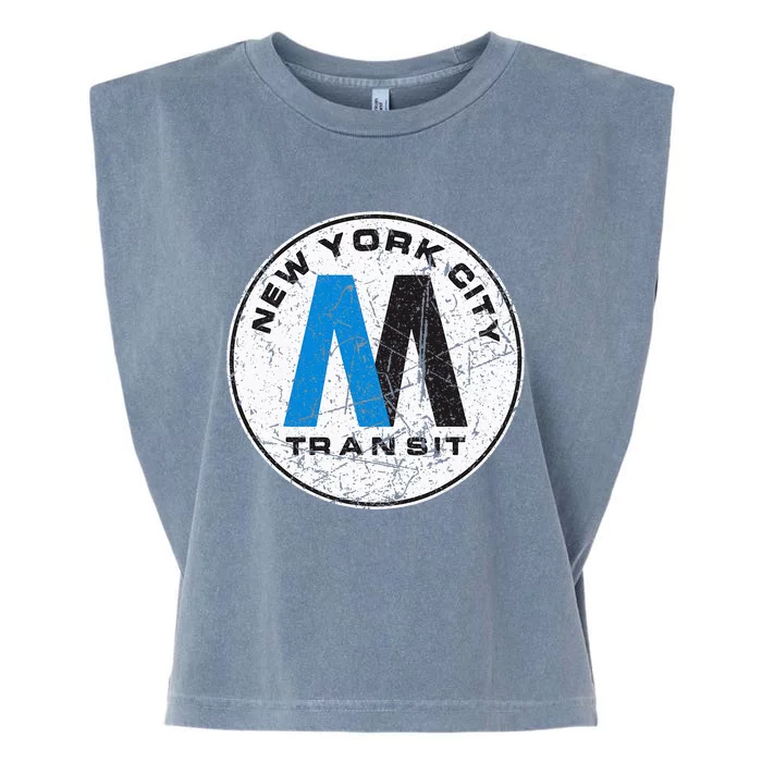 New York City Transit Mta Train Retro New York Garment-Dyed Women's Muscle Tee