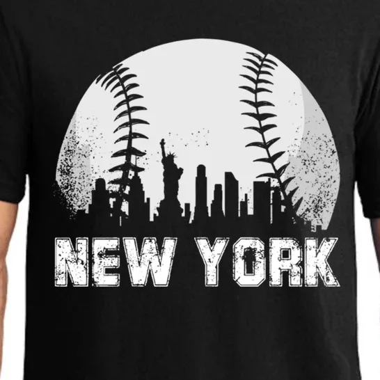 New York City Skyline Baseball Lover Gift Pajama Set