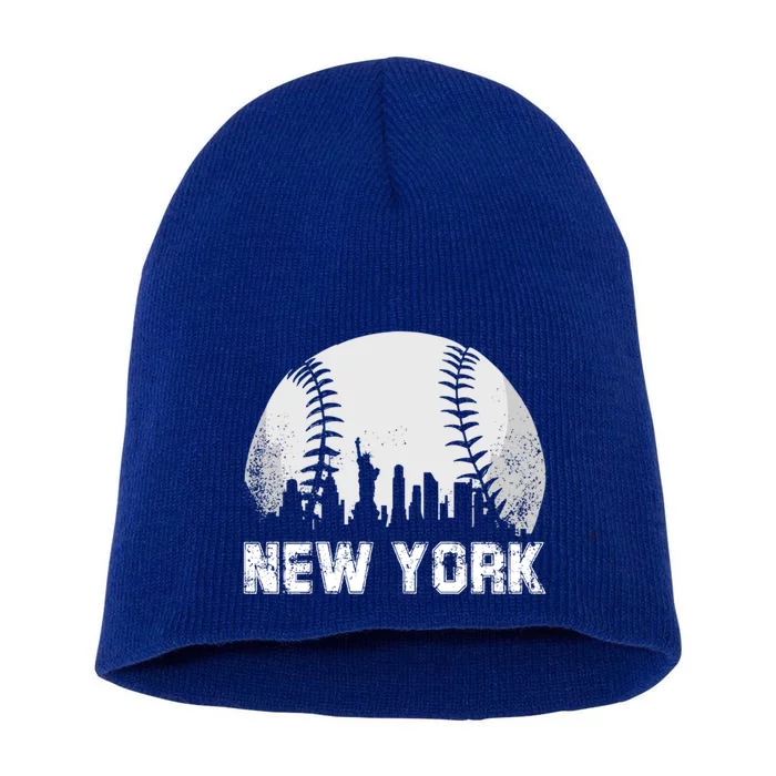 New York City Skyline Baseball Lover Gift Short Acrylic Beanie