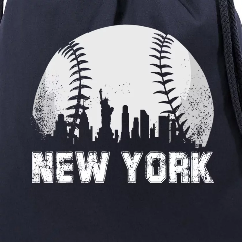 New York City Skyline Baseball Lover Gift Drawstring Bag