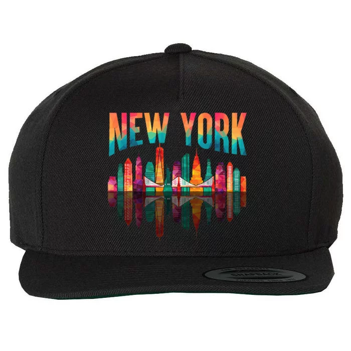 New York City Manhattan Nyc Retro 70s 80s Skyline Ny City Wool Snapback Cap