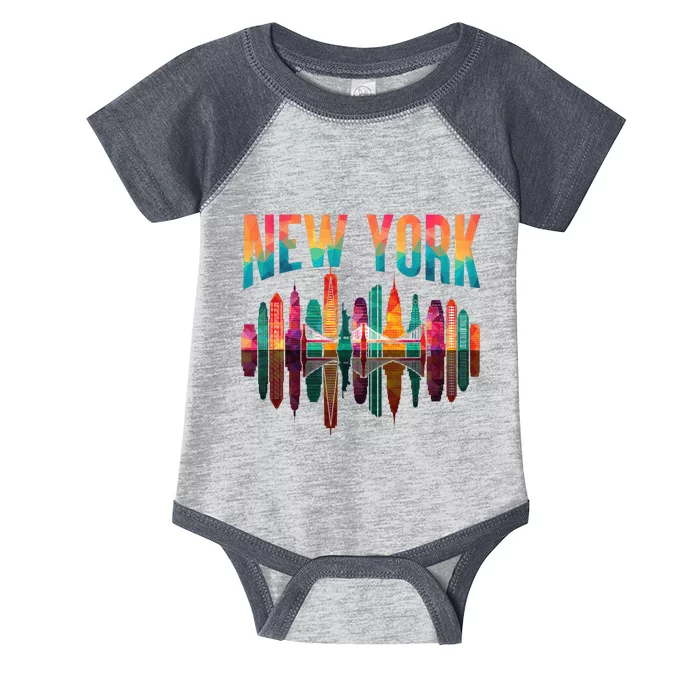 New York City Manhattan Nyc Retro 70s 80s Skyline Ny City Infant Baby Jersey Bodysuit