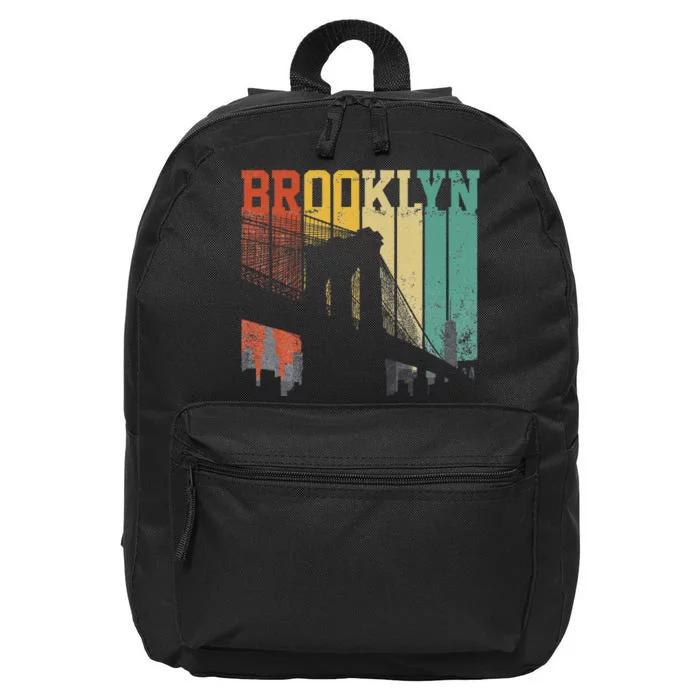 New York City Brooklyn Bridge Vintage Retro Skyline Nyc Ny 16 in Basic Backpack