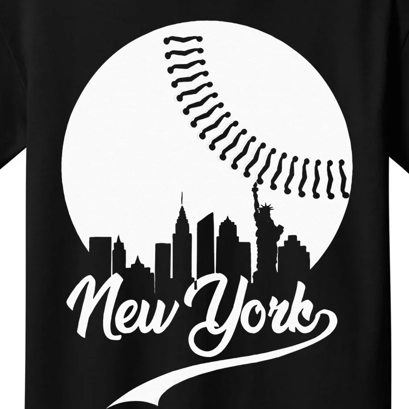 New York City Skyline Baseball Lover Kids T-Shirt