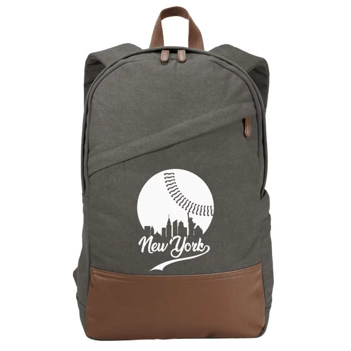 New York City Skyline Baseball Lover Cotton Canvas Backpack