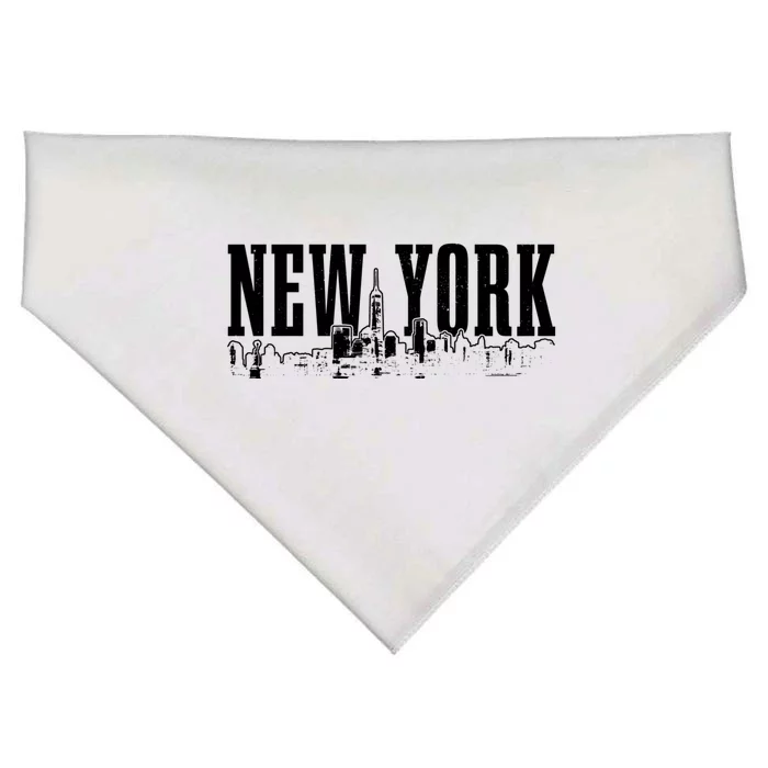 New York City Skyline Ny Vintage Nyc USA-Made Doggie Bandana