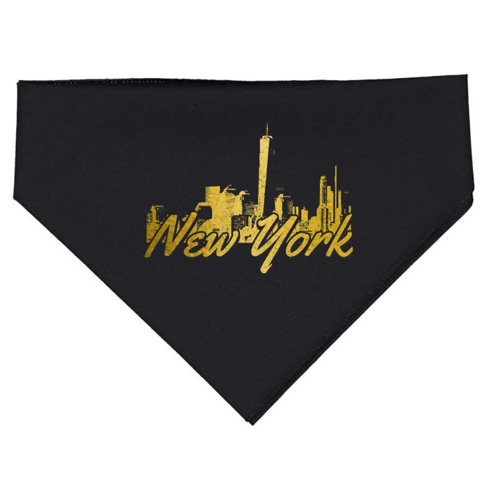 New York City Ny Skyline Nyc Vintage USA-Made Doggie Bandana