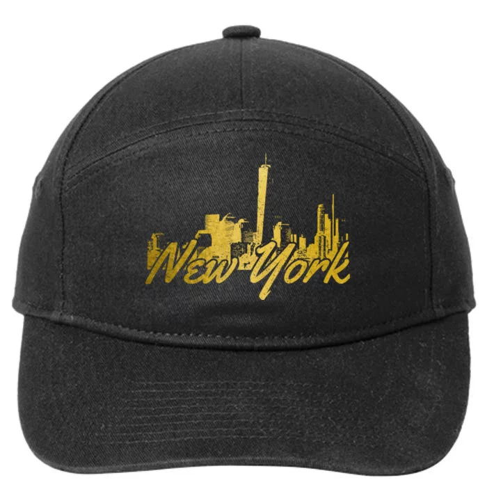 New York City Ny Skyline Nyc Vintage 7-Panel Snapback Hat