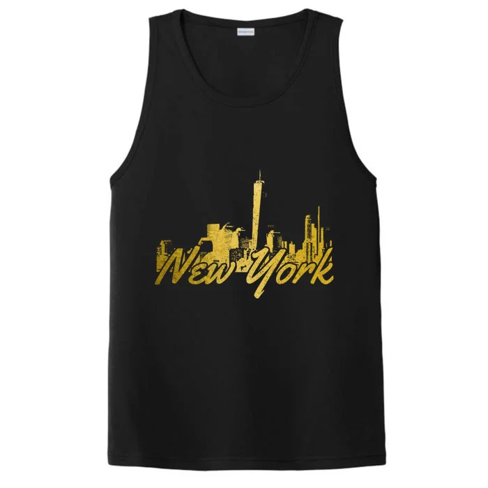 New York City Ny Skyline Nyc Vintage Performance Tank