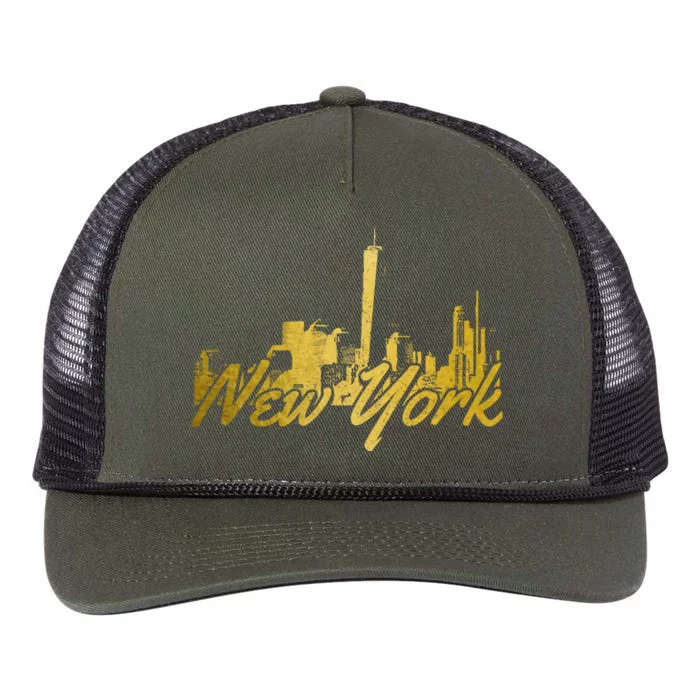 New York City Ny Skyline Nyc Vintage Retro Rope Trucker Hat Cap