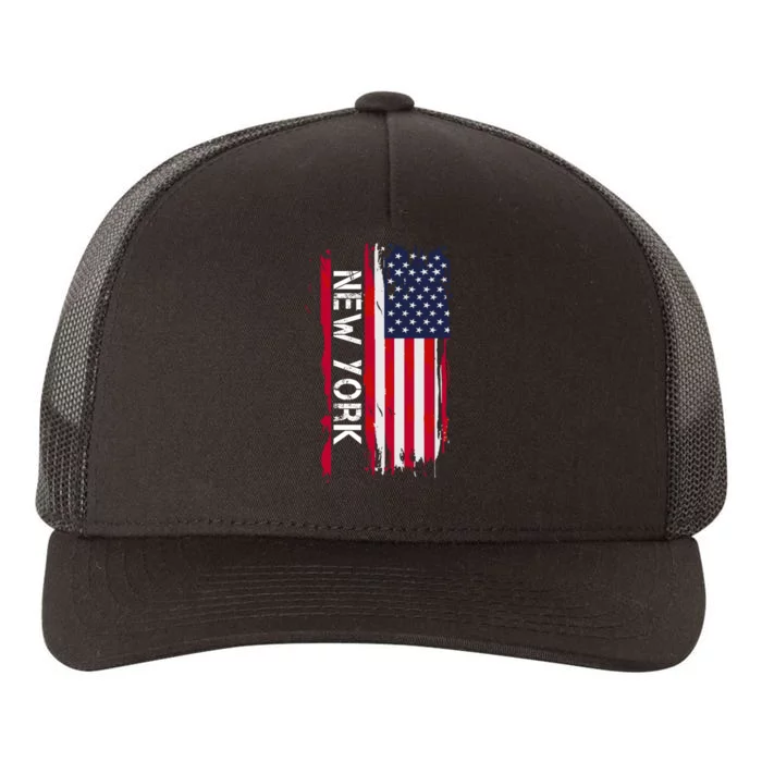 New York City And State Usa Flag New York And Nyc Yupoong Adult 5-Panel Trucker Hat