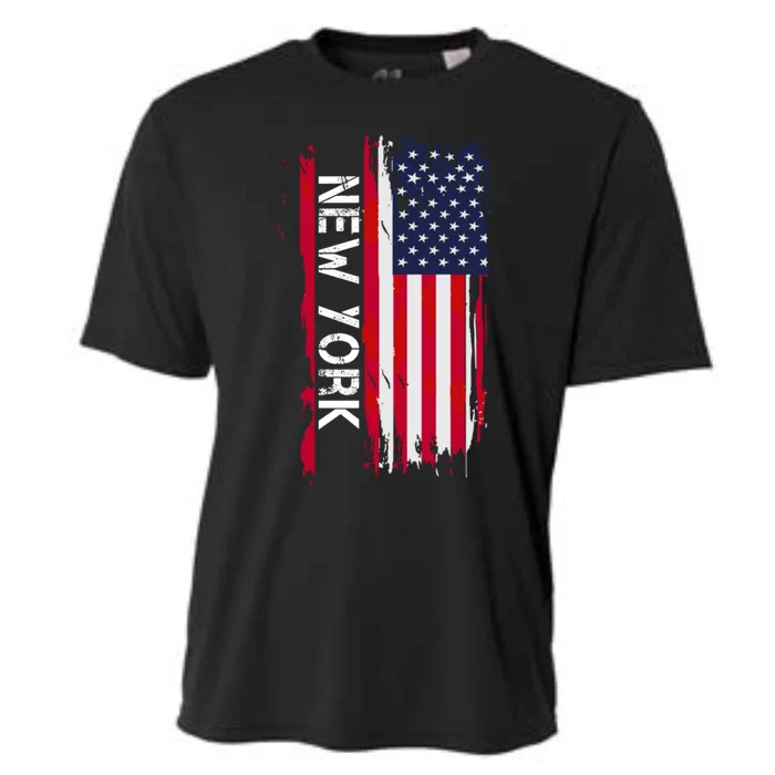 New York City And State Usa Flag New York And Nyc Cooling Performance Crew T-Shirt