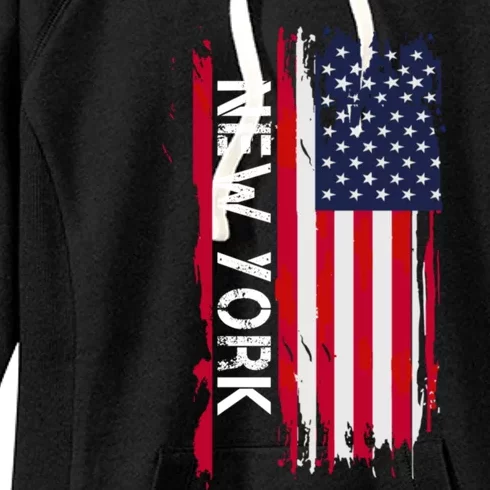 New York City And State Usa Flag New York And Nyc Women's Fleece Hoodie