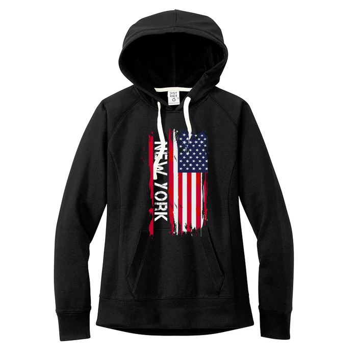 New York City And State Usa Flag New York And Nyc Women's Fleece Hoodie