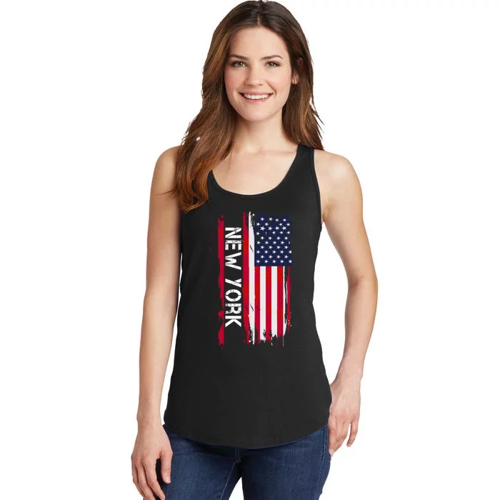 New York City And State Usa Flag New York And Nyc Ladies Essential Tank