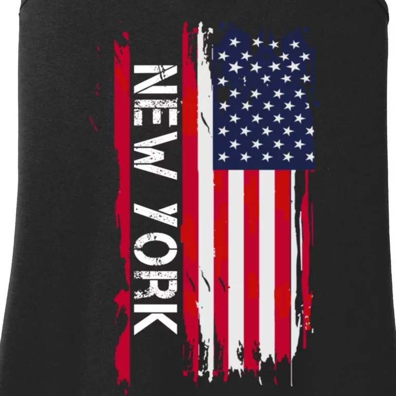 New York City And State Usa Flag New York And Nyc Ladies Essential Tank