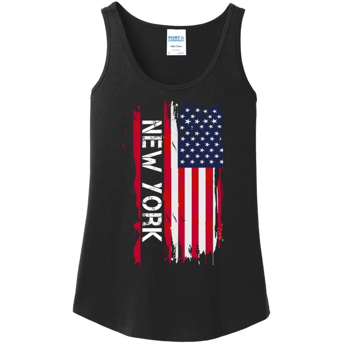 New York City And State Usa Flag New York And Nyc Ladies Essential Tank