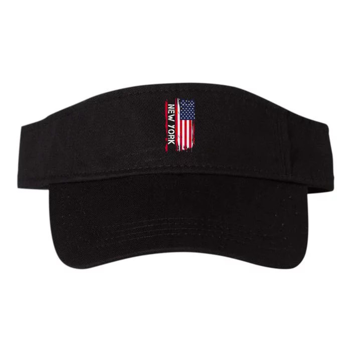 New York City And State Usa Flag New York And Nyc Valucap Bio-Washed Visor