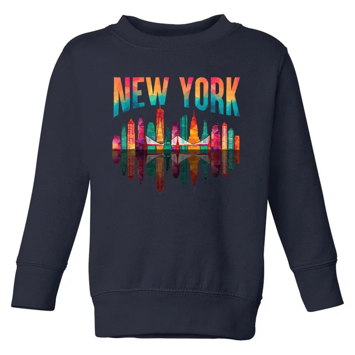 New York City Manhattan Nyc Retro 70s 80s Skyline Ny City Toddler Sweatshirt