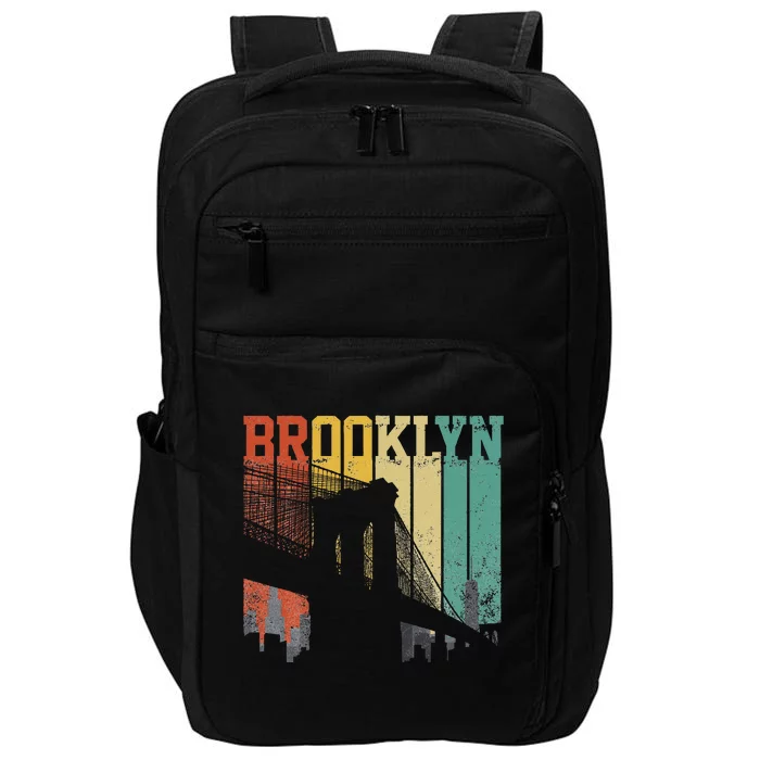 New York City Brooklyn Bridge Vintage Retro Skyline Nyc Ny Impact Tech Backpack