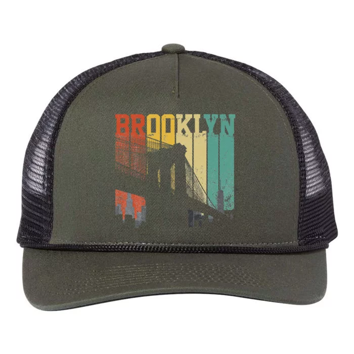 New York City Brooklyn Bridge Vintage Retro Skyline Nyc Ny Retro Rope Trucker Hat Cap