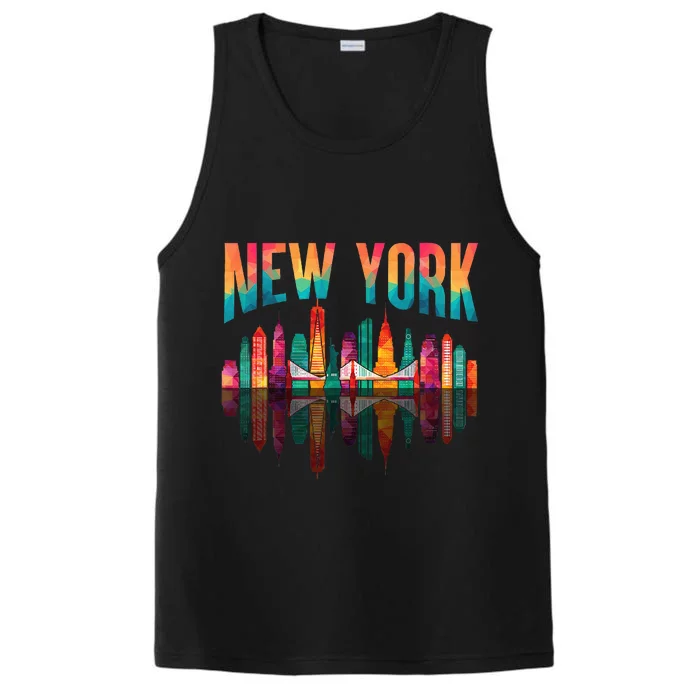 New York City Manhattan Nyc Retro 70s 80s Skyline Ny City Performance Tank