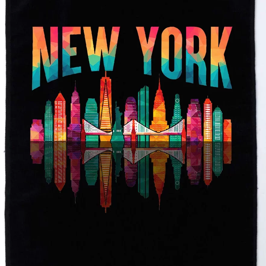 New York City Manhattan Nyc Retro 70s 80s Skyline Ny City Platinum Collection Golf Towel