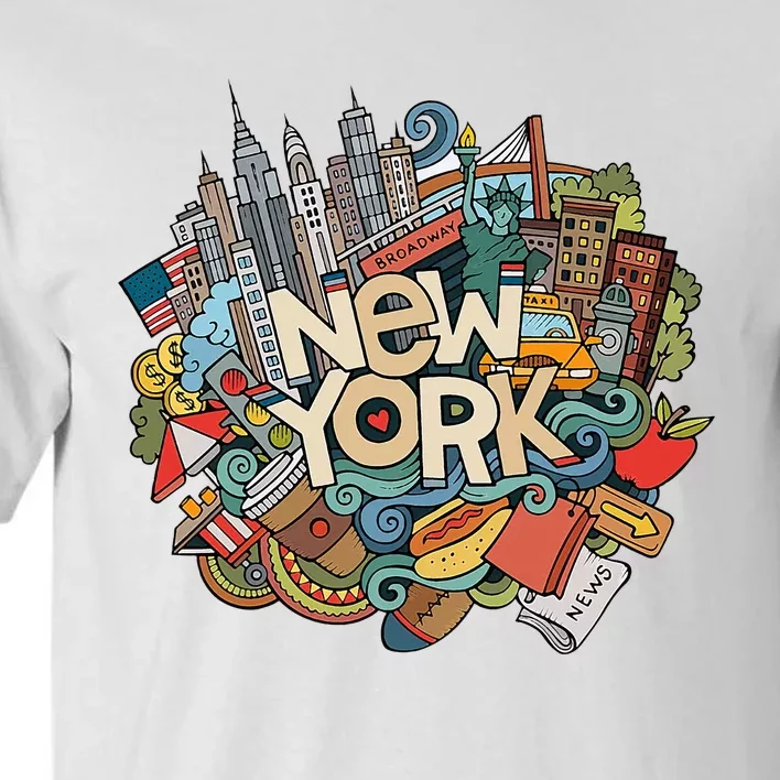 New York City Nyc Iconic Skyline Big Apple Gift Souvenir Tall T-Shirt