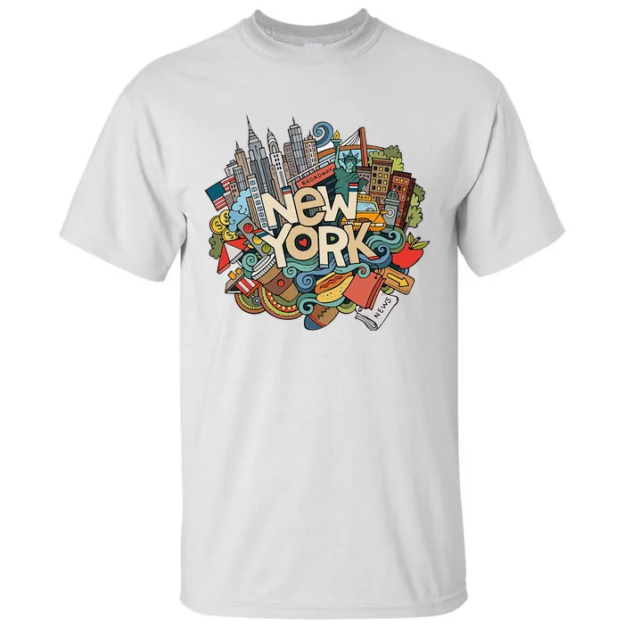 New York City Nyc Iconic Skyline Big Apple Gift Souvenir Tall T-Shirt