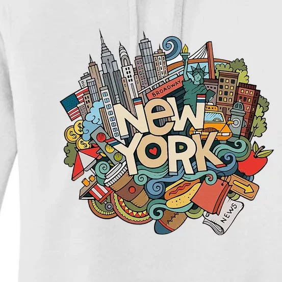 New York City Nyc Iconic Skyline Big Apple Gift Souvenir Women's Pullover Hoodie