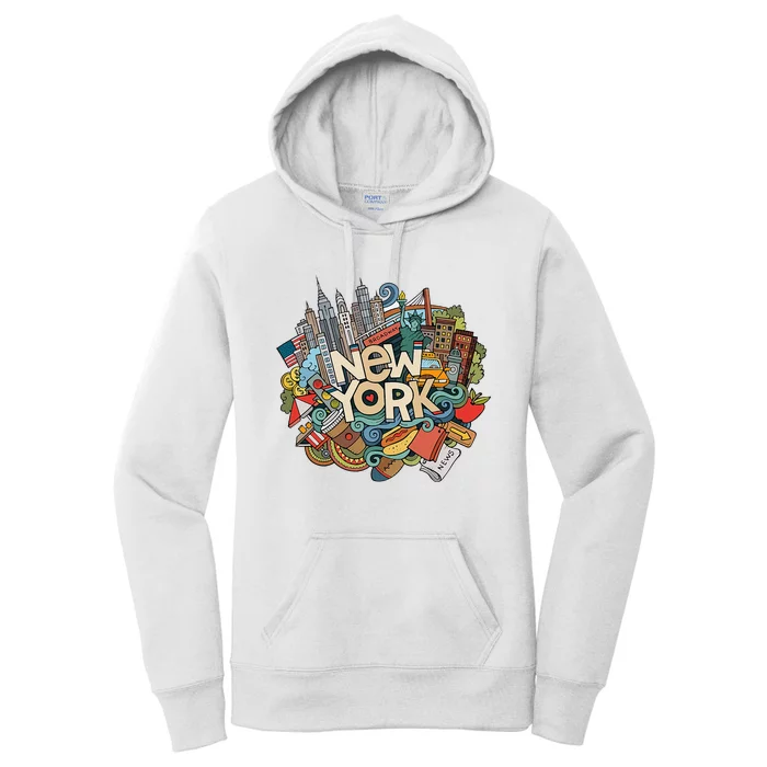 New York City Nyc Iconic Skyline Big Apple Gift Souvenir Women's Pullover Hoodie