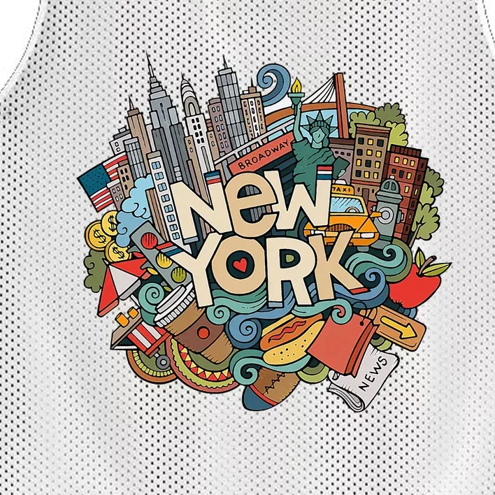 New York City Nyc Iconic Skyline Big Apple Gift Souvenir Mesh Reversible Basketball Jersey Tank