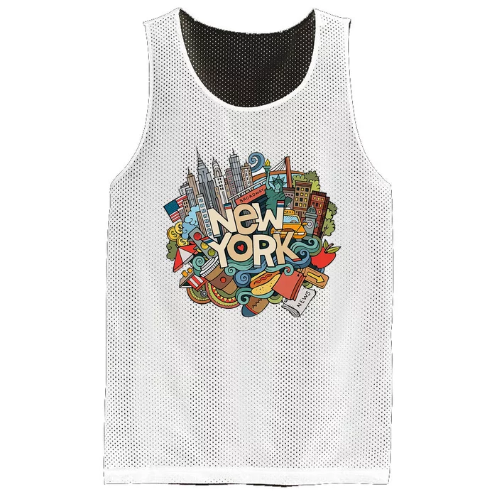 New York City Nyc Iconic Skyline Big Apple Gift Souvenir Mesh Reversible Basketball Jersey Tank