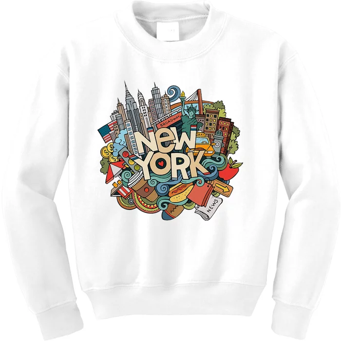 New York City Nyc Iconic Skyline Big Apple Gift Souvenir Kids Sweatshirt