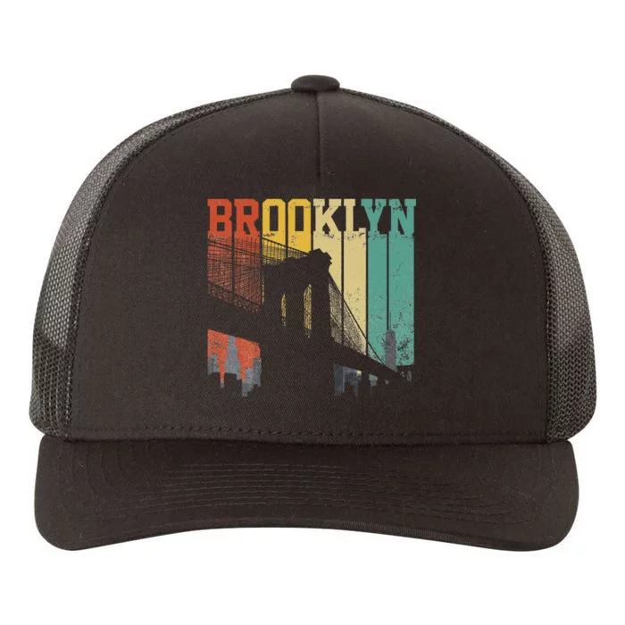 New York City Brooklyn Bridge Vintage Retro Skyline Nyc Ny Yupoong Adult 5-Panel Trucker Hat