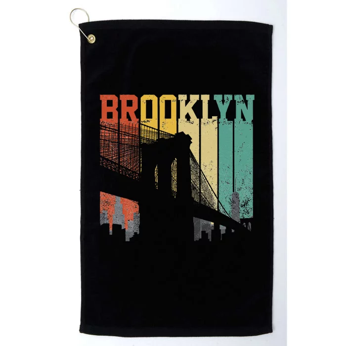 New York City Brooklyn Bridge Vintage Retro Skyline Nyc Ny Platinum Collection Golf Towel