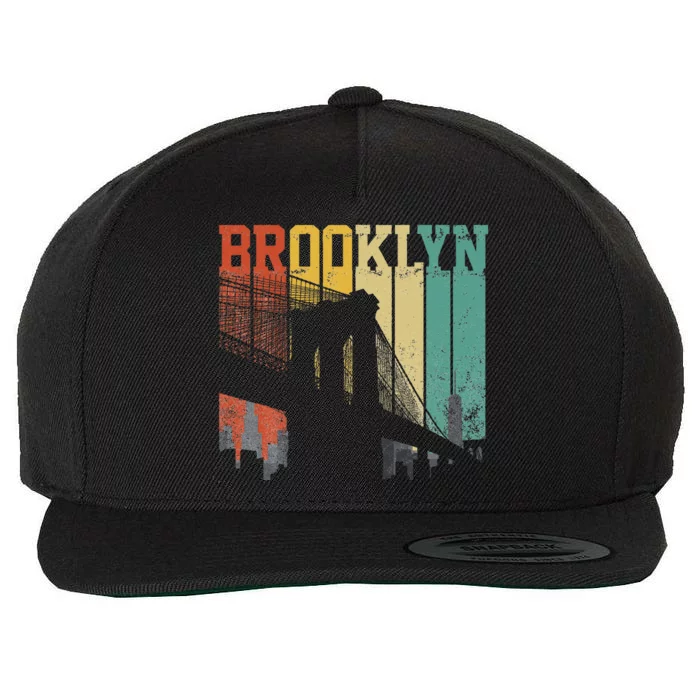 New York City Brooklyn Bridge Vintage Retro Skyline Nyc Ny Wool Snapback Cap