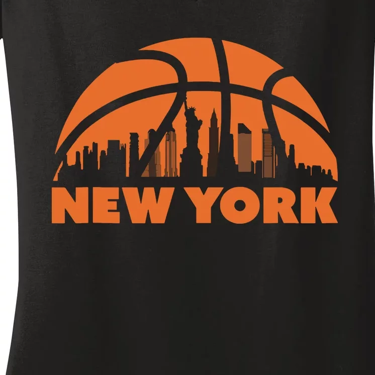 New York City Skyline Basketball Tank Top Women's V-Neck T-Shirt