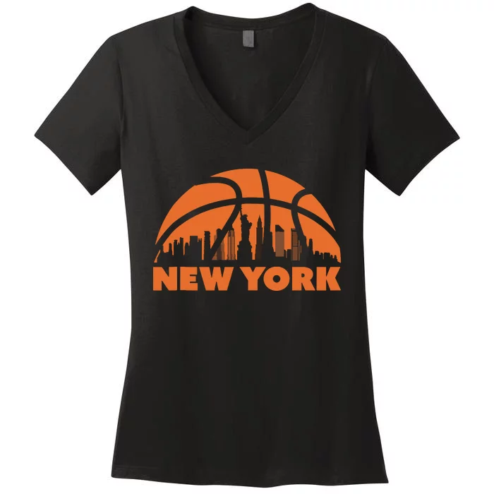 New York City Skyline Basketball Tank Top Women's V-Neck T-Shirt