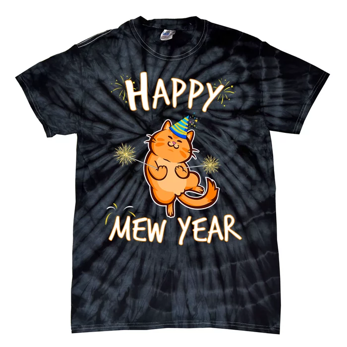 New Year Cat New Year's Eve Party Countdown Kitten Cat Lover Tie-Dye T-Shirt