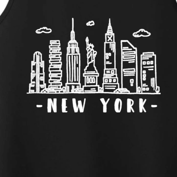 New York City Nyc Ny Skyline Performance Tank