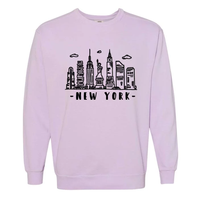 New York City Nyc Ny Skyline Garment-Dyed Sweatshirt